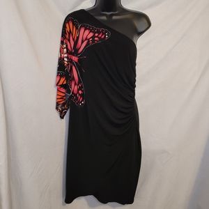 Bisou Bisou one shoulder butterfly dress